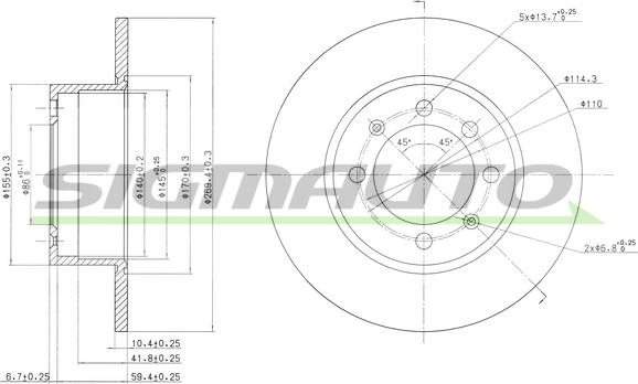 SIGMAUTO DBA374S - Тормозной диск autospares.lv