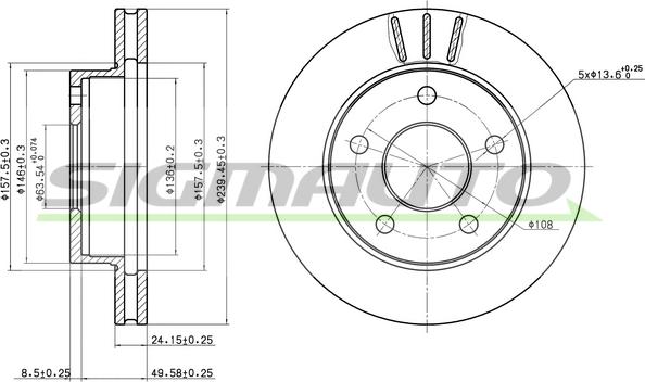 SIGMAUTO DBA370V - Тормозной диск autospares.lv