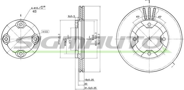 SIGMAUTO DBA290V - Тормозной диск autospares.lv