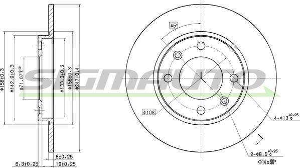 SIGMAUTO DBA244S - Тормозной диск autospares.lv