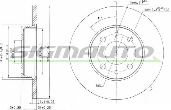 SIGMAUTO DBA240S - Тормозной диск autospares.lv