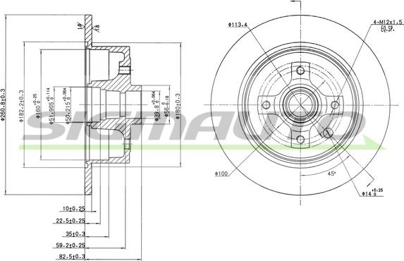 SIGMAUTO DBA242S - Тормозной диск autospares.lv