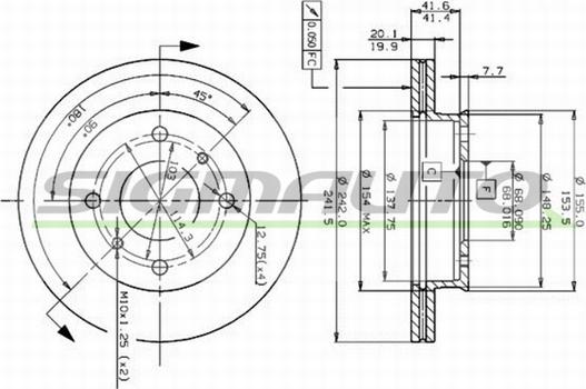 SIGMAUTO DBA259V - Тормозной диск autospares.lv