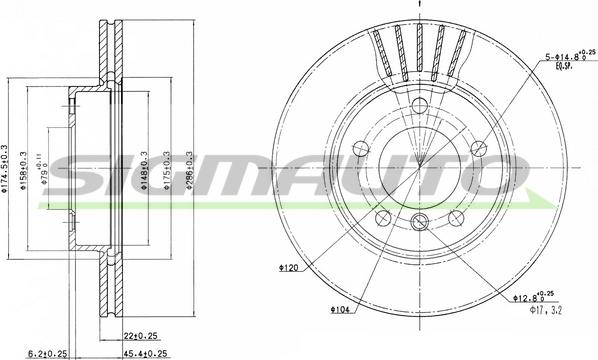 SIGMAUTO DBA258V - Тормозной диск autospares.lv