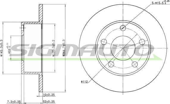 SIGMAUTO DBA265S - Тормозной диск autospares.lv