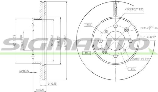 SIGMAUTO DBA261V - Тормозной диск autospares.lv