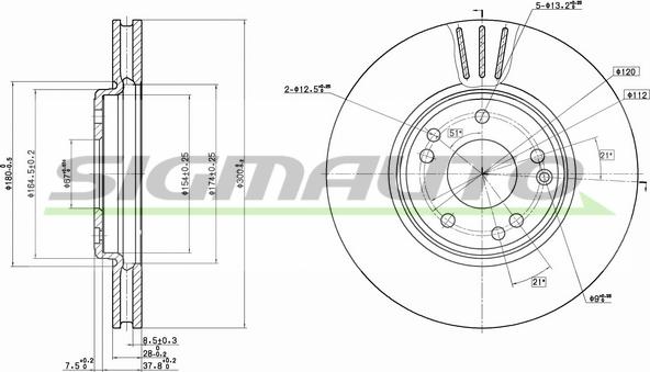 SIGMAUTO DBA268V - Тормозной диск autospares.lv