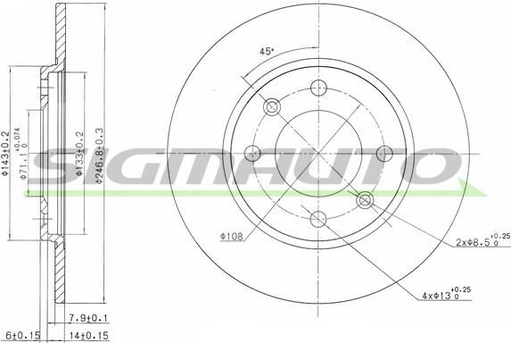 SIGMAUTO DBA263S - Тормозной диск autospares.lv