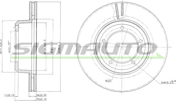 SIGMAUTO DBA262V - Тормозной диск autospares.lv