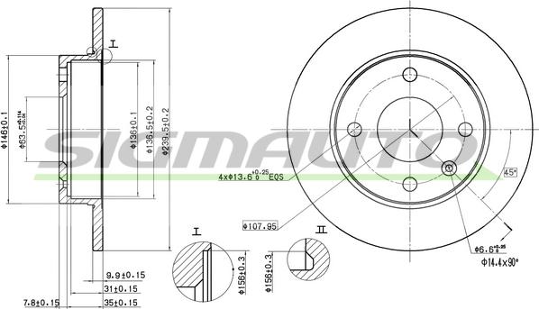 SIGMAUTO DBA208S - Тормозной диск autospares.lv