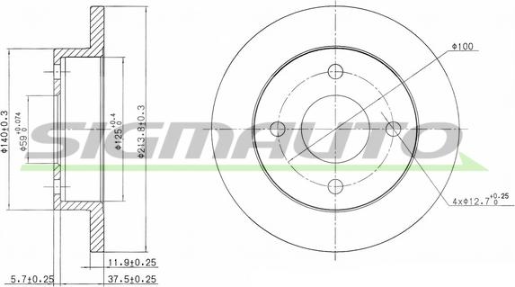 SIGMAUTO DBA202S - Тормозной диск autospares.lv