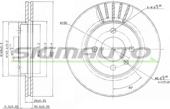 SIGMAUTO DBA207V - Тормозной диск autospares.lv