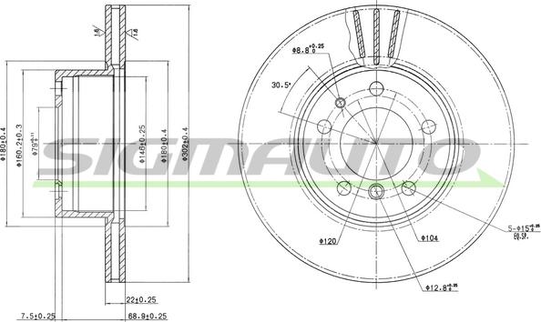 SIGMAUTO DBA211V - Тормозной диск autospares.lv