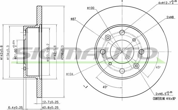 SIGMAUTO DBA285S - Тормозной диск autospares.lv