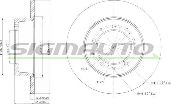 SIGMAUTO DBA283S - Тормозной диск autospares.lv