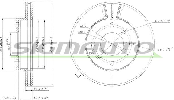 SIGMAUTO DBA234V - Тормозной диск autospares.lv