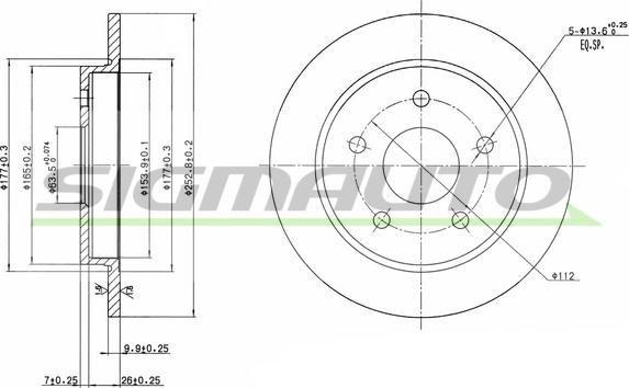 SIGMAUTO DBA232S - Тормозной диск autospares.lv