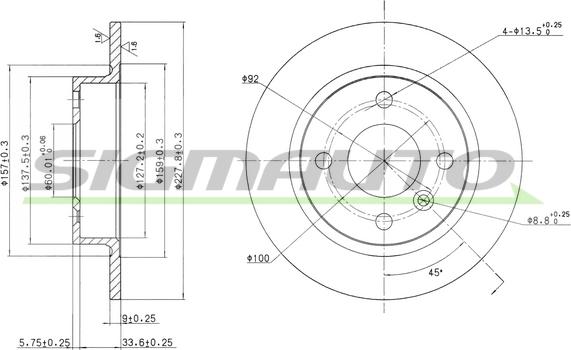 SIGMAUTO DBA226S - Тормозной диск autospares.lv