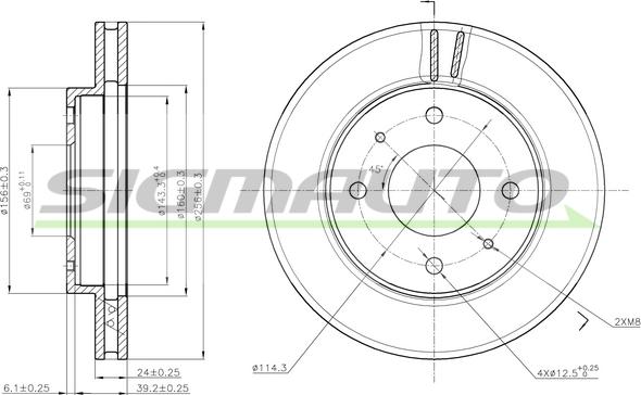 SIGMAUTO DBA741V - Тормозной диск autospares.lv