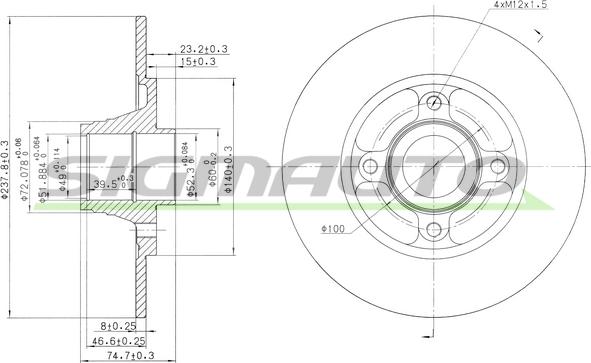 SIGMAUTO DBA752S - Тормозной диск autospares.lv