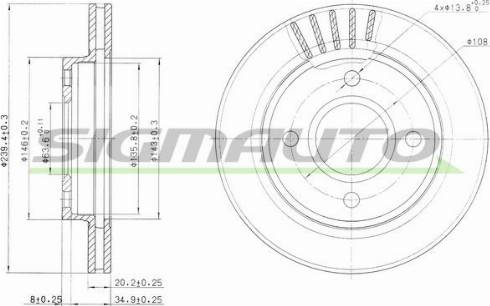 SIGMAUTO DBA766V - Тормозной диск autospares.lv