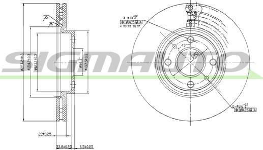 SIGMAUTO DBA762V - Тормозной диск autospares.lv