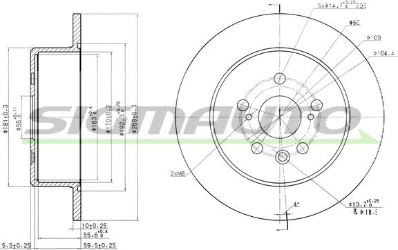 SIGMAUTO DBA705S - Тормозной диск autospares.lv