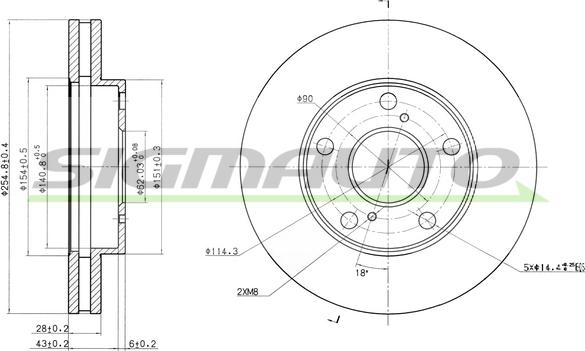 SIGMAUTO DBA702V - Тормозной диск autospares.lv