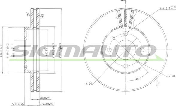 SIGMAUTO DBA716V - Тормозной диск autospares.lv