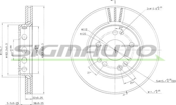 SIGMAUTO DBA728V - Тормозной диск autospares.lv