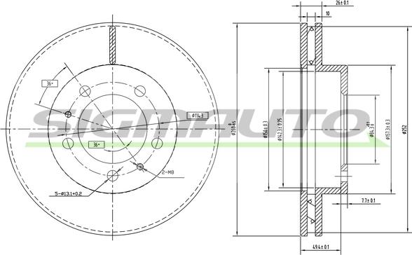 SIGMAUTO DBA772V - Тормозной диск autospares.lv