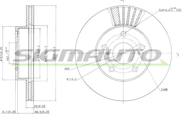 SIGMAUTO DBA777V - Тормозной диск autospares.lv