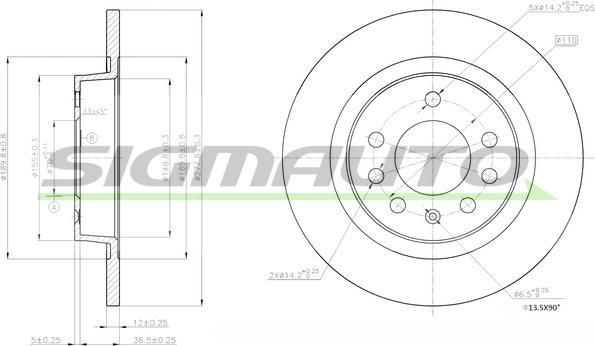 SIGMAUTO DBB943S - Тормозной диск autospares.lv