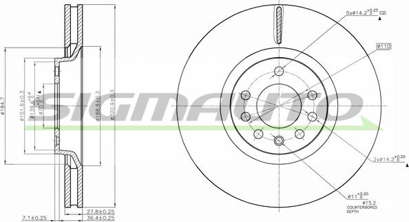 SIGMAUTO DBB904V - Тормозной диск autospares.lv