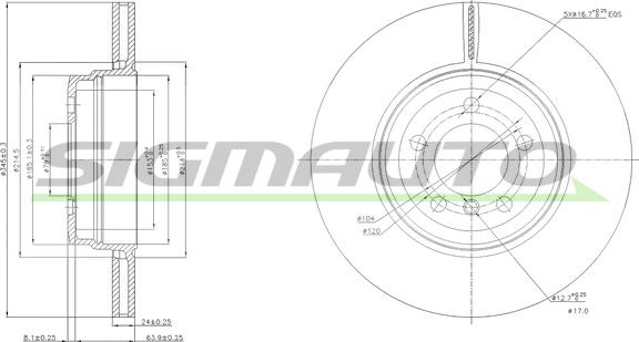 SIGMAUTO DBB936V - Тормозной диск autospares.lv