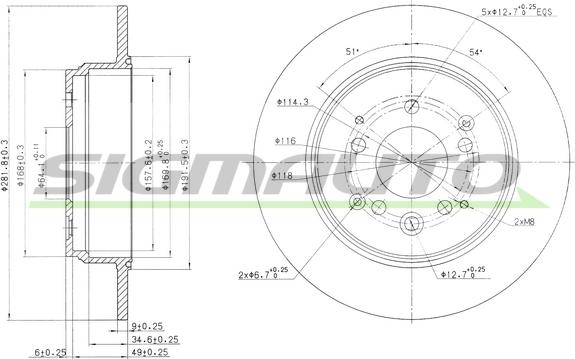 SIGMAUTO DBB933S - Тормозной диск autospares.lv