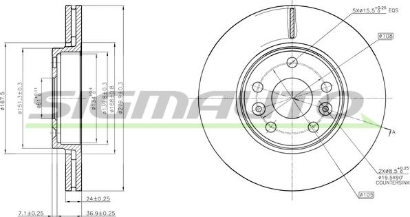 SIGMAUTO DBB979V - Тормозной диск autospares.lv