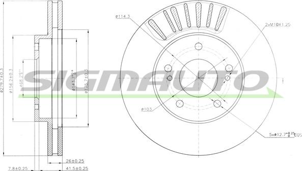 SIGMAUTO DBB494V - Тормозной диск autospares.lv