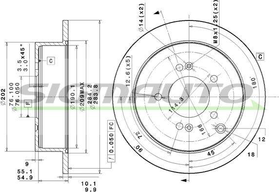 SIGMAUTO DBB493S - Тормозной диск autospares.lv