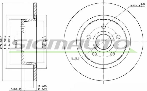 SIGMAUTO DBB497S - Тормозной диск autospares.lv