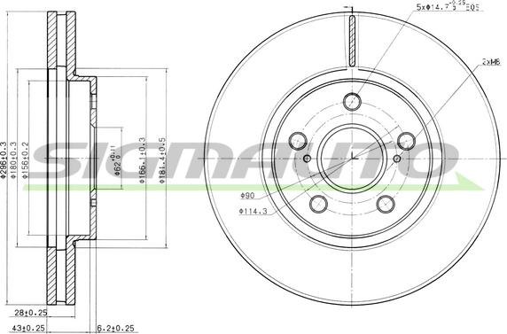 SIGMAUTO DBB446V - Тормозной диск autospares.lv