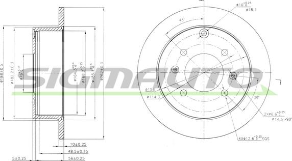 SIGMAUTO DBB448S - Тормозной диск autospares.lv