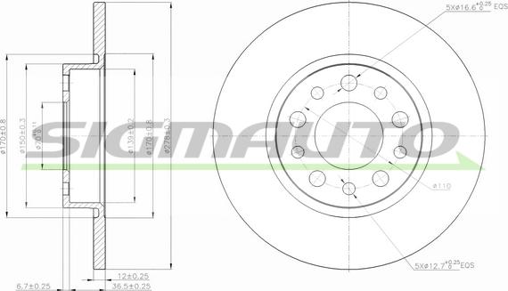 SIGMAUTO DBB452S - Тормозной диск autospares.lv