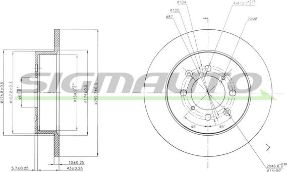 SIGMAUTO DBB466S - Тормозной диск autospares.lv