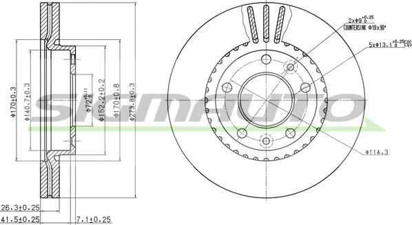 SIGMAUTO DBB460V - Тормозной диск autospares.lv