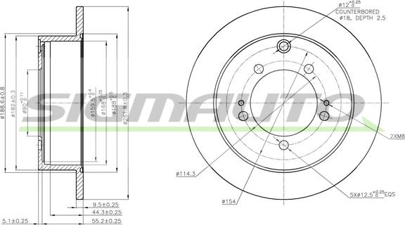 SIGMAUTO DBB410S - Тормозной диск autospares.lv