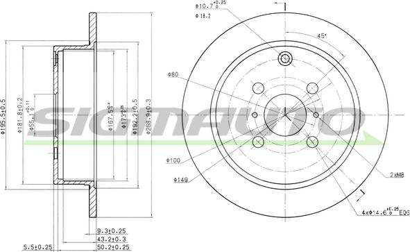 SIGMAUTO DBB417S - Тормозной диск autospares.lv