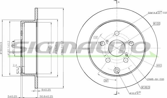 SIGMAUTO DBB485S - Тормозной диск autospares.lv