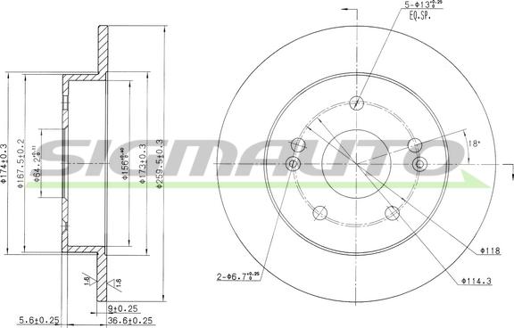 SIGMAUTO DBB483S - Тормозной диск autospares.lv