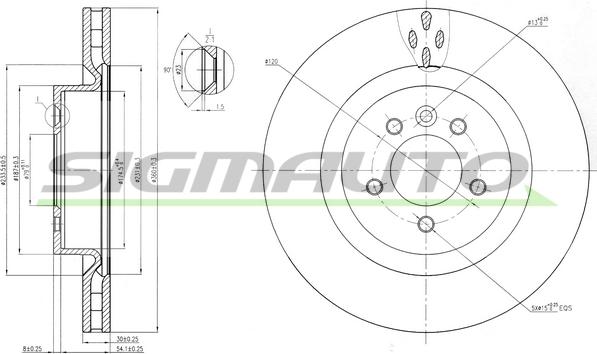 SIGMAUTO DBB434V - Тормозной диск autospares.lv